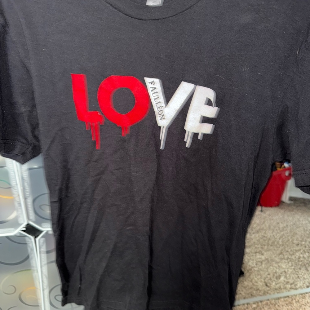 Black T-Shirt with Love Graphic